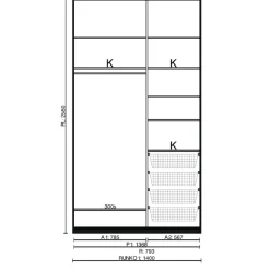 LAKEUS DESIGN liukuovikaappi mittatilauksena 140 x 60 x 255 cm