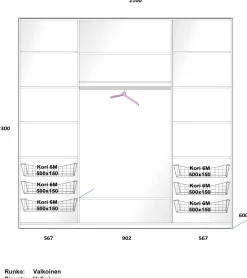 LAKEUS DESIGN liukuovikaappi mittatilauksena 210 x 60 x 230 cm